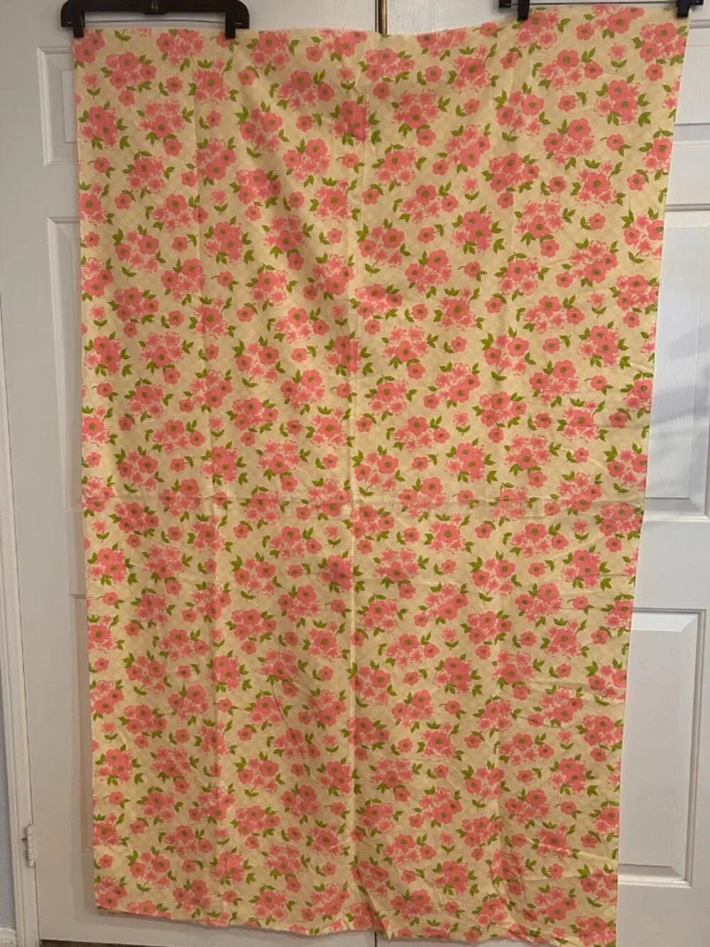 Vintage Flannel Pink and Yellow Fabric 44 x 72 inches